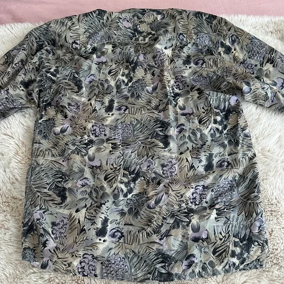 VINTAGE EVIDENCE 100% SILK PATTERNED  BLOUSE - M - Picture 15 of 16
